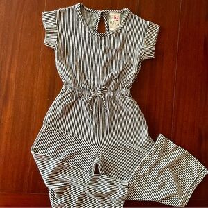 Girls Striped Black and White Romper | Size 8